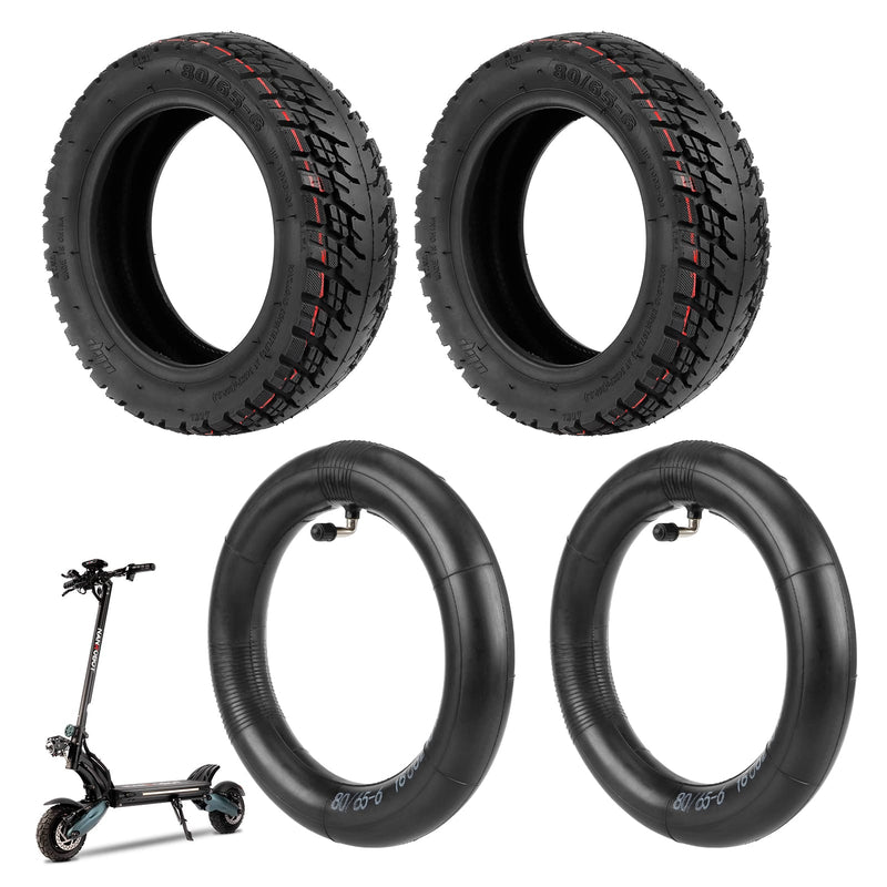 Загрузить изображение в просмотрщик галереи, Ulip 2-pack 80/65-6 off-road scooter tires with inner tubes for Nanrobot D6+ and D4+ electric scooters, front and rear wheels.