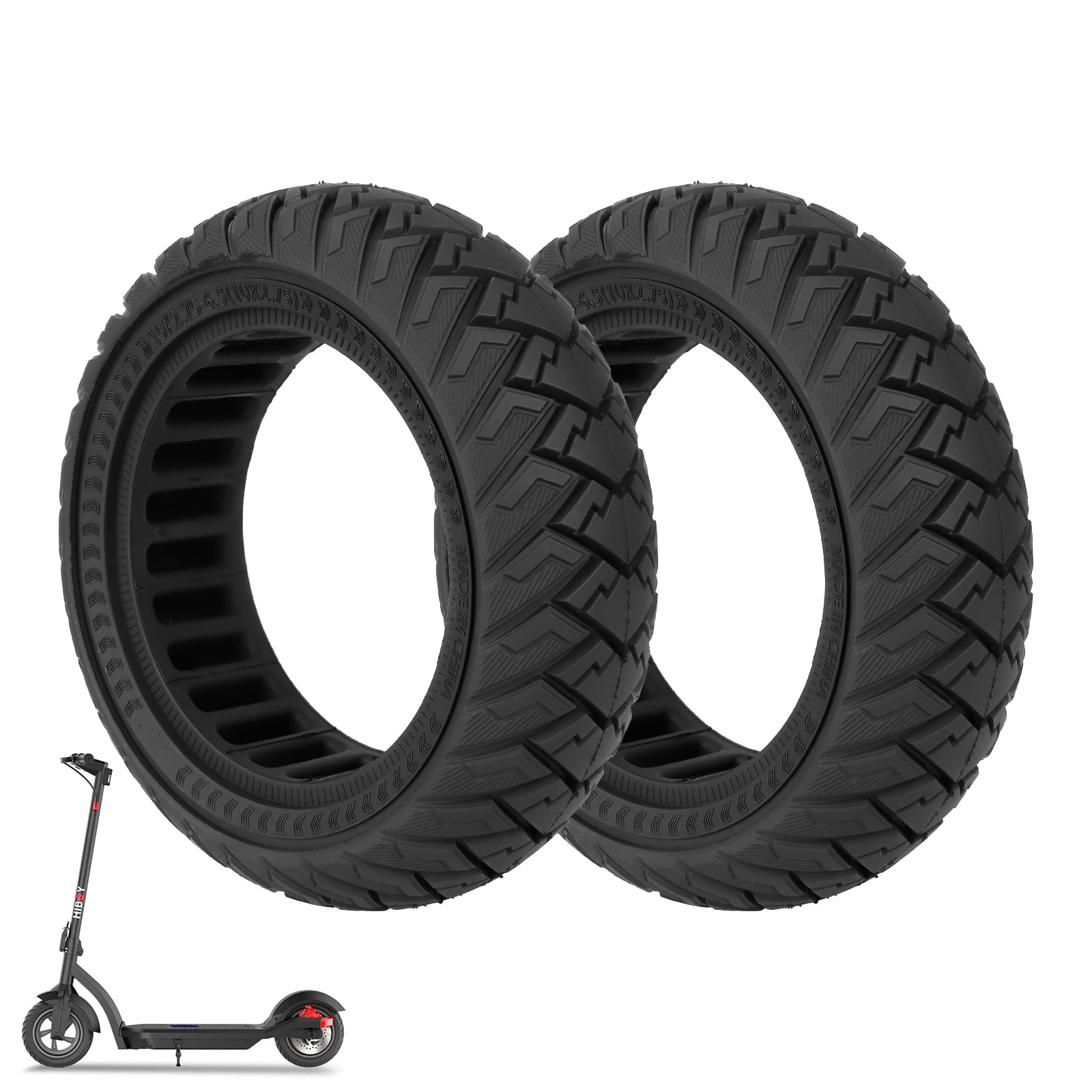 Solid Rubber Tire For Electric Scooter – 10x2.7-2.75 Off-Road Tire, Puncture-Proof With 53.5 Card Slot, 255/70/70/65-6.5