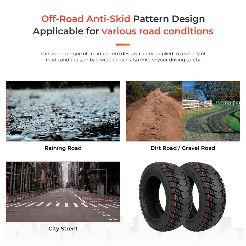 Загрузить изображение в просмотрщик галереи, Ulip 2-pack off-road tubeless scooter tires with valves, suitable for electric scooters and balancing cars, 10x3.50-6 or 10x4.00-6.