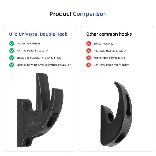 ulip Scooter double Front Hook Aluminum Carrying Hook Handy Hanger Hook for Segway Ninebot Max G30 F series D series  ES series  GT series scooters black