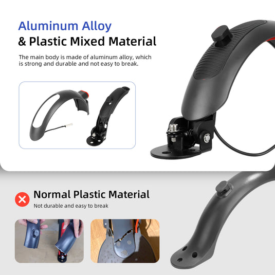 ulip Scooter Rear Fender with tail light brake Scooter Replacement Accessory Compatible with Xiaomi M365 Pro Pro 2 1S MI3 Scooter with Screws Grey