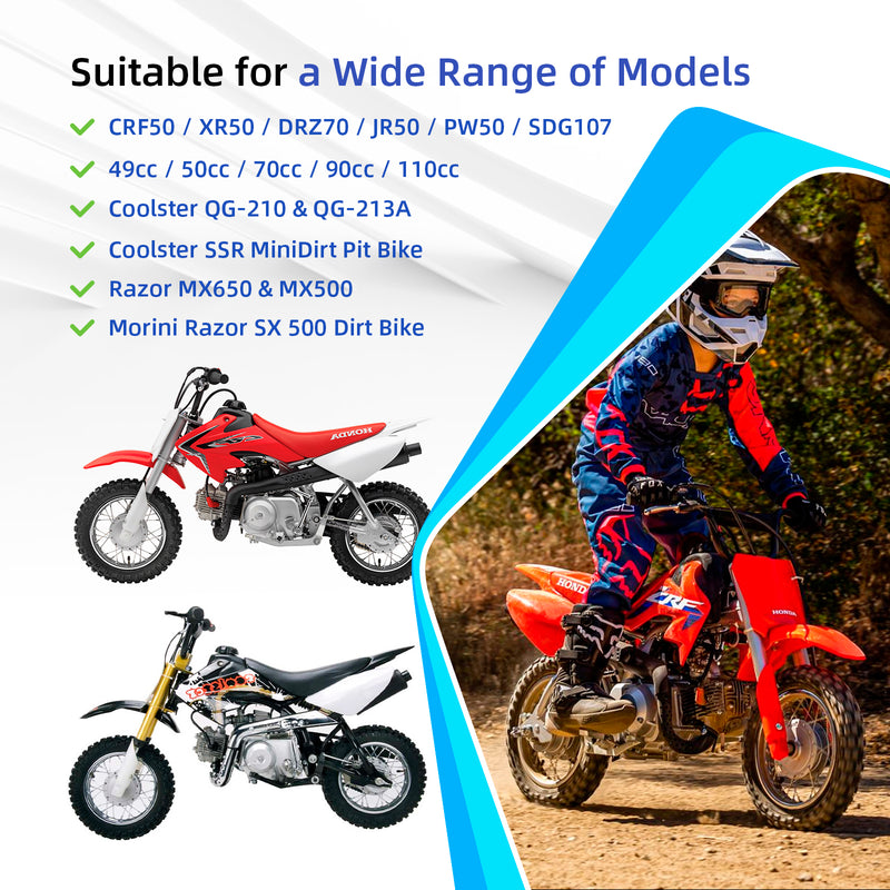 갤러리 뷰어에 이미지 로드, ulip 2.75-10" Off-Road Tire and Inner Tube Set - Most 49cc, 50cc, and 70cc Dirt Bike Tire Replacement Compatible with CRF50/XR50, DRZ70/JR50, and PW50 (2.75-10")