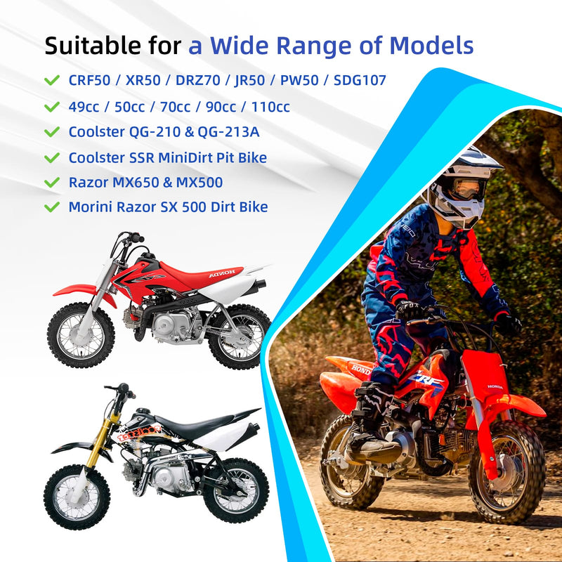 Загрузить изображение в просмотрщик галереи, Ulip 2.75-10 off-road tire and inner tube set for 49cc to 70cc dirt bikes, compatible with CRF50, XR50, and PW50 models.