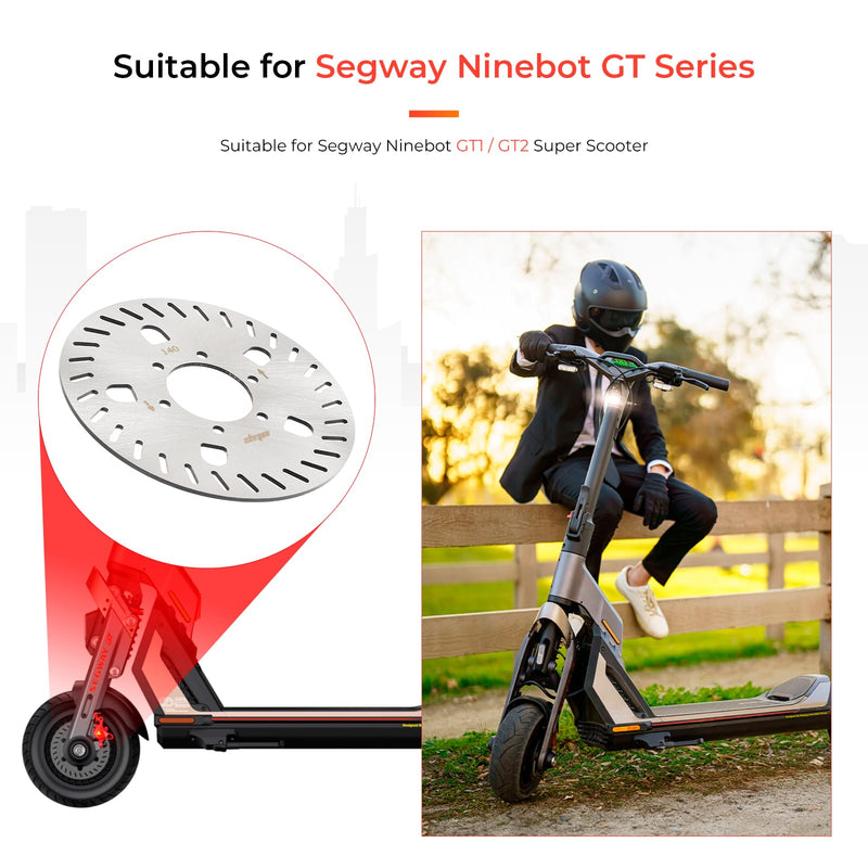 Загрузить изображение в просмотрщик галереи, Stainless steel Ulip scooter disc brake rotor, 140mm with 6-hole design for Segway Ninebot GT1 and GT2 electric scooters.