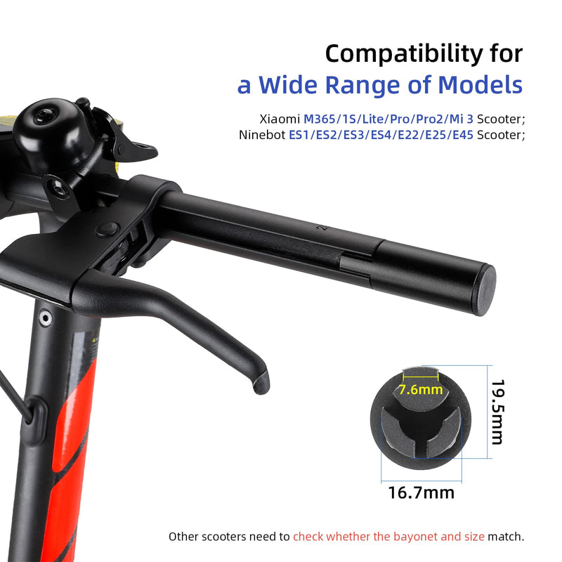 Загрузить изображение в просмотрщик галереи, Ulip Xiaomi handlebar extender with silicone cover for Xiaomi M365 Pro, Segway Ninebot E series scooters, showing the handlebar and extender.