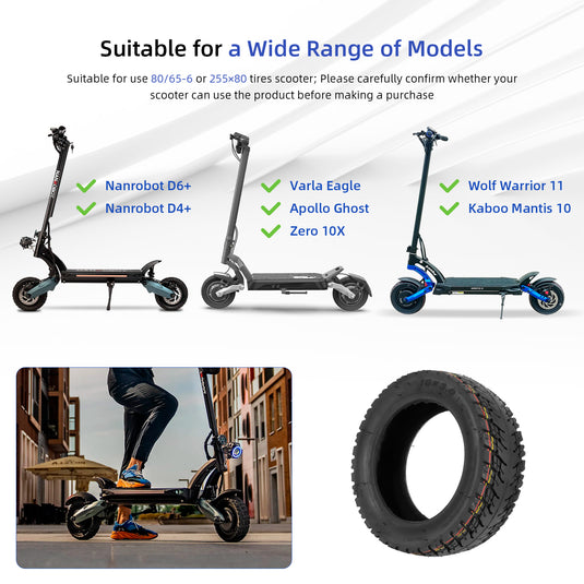 ulip (2 Pack) 10 x 3 Off Road Tire with Built-in Live Glue Repairable for Nanrobot Joyor Varla Eagle Apollo Ghost zero 10x kaabo WOLF WARRIOR MANTIS scooter 80/65-6,255x80 tire
