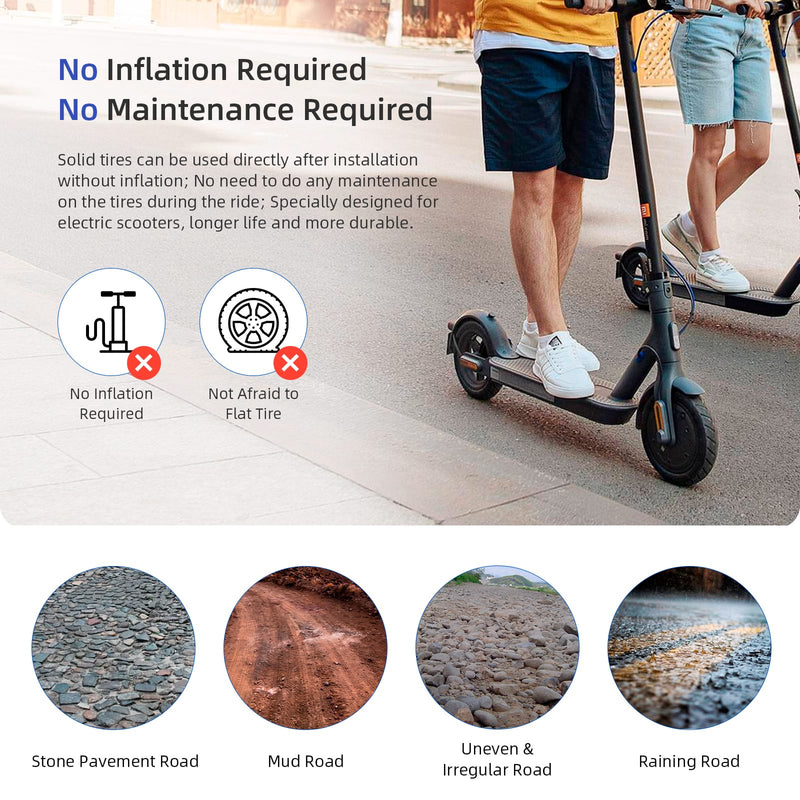 Load image into Gallery viewer, Ulip 2-pack 8.5 inch solid scooter tires for Gotrax, Hiboy, Xiaomi M365 Pro, and 8.5-inch scooters, front and rear replacement wheels.