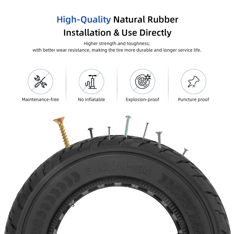 Загрузить изображение в просмотрщик галереи, Ulip 8.5x2 solid scooter tire front and rear wheels for VSETT 9, Zero 9, Inokim Light 2 scooters, black replacement parts