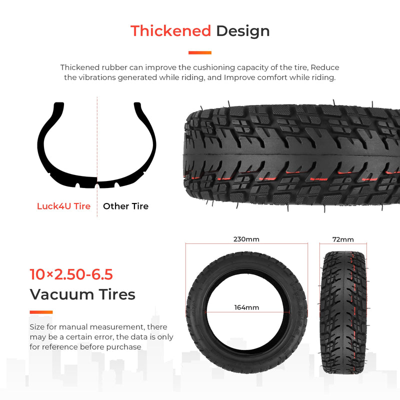Загрузить изображение в просмотрщик галереи, Ulip 2-pack 10x2.50-6.5 off-road tubeless scooter tires with valves for Dualtron Mini and INMOTION L9 electric scooters.