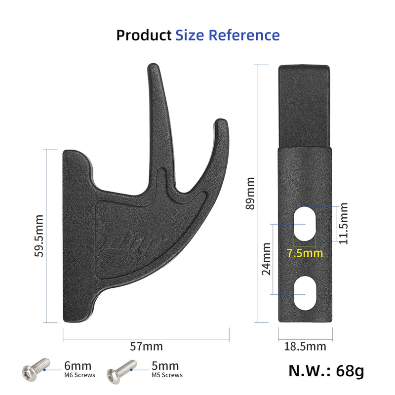 Загрузить изображение в просмотрщик галереи, Ulip scooter double front hook in black, aluminum handy hanger for Segway Ninebot Max G30, F series, D series, ES series, GT series scooters.