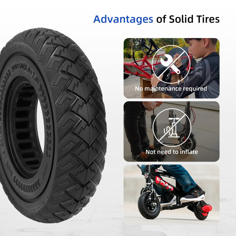 Загрузить изображение в просмотрщик галереи, Ulip 200x50 solid scooter tire for Razor E100, E125, E150, E175, E200, E200S, E225 electric scooters and dune buggies