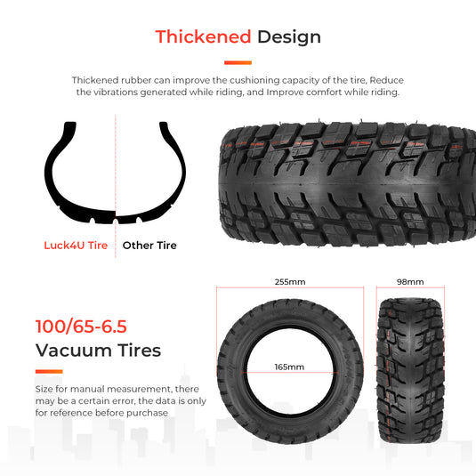Ulip (2 Pcs) 100/65-6.5 Off-Road tubeless scooter tire with valve Tire Replacement for  VSETT 11+ Zero 11X Dualtron for 11 Inch Electric Scooter