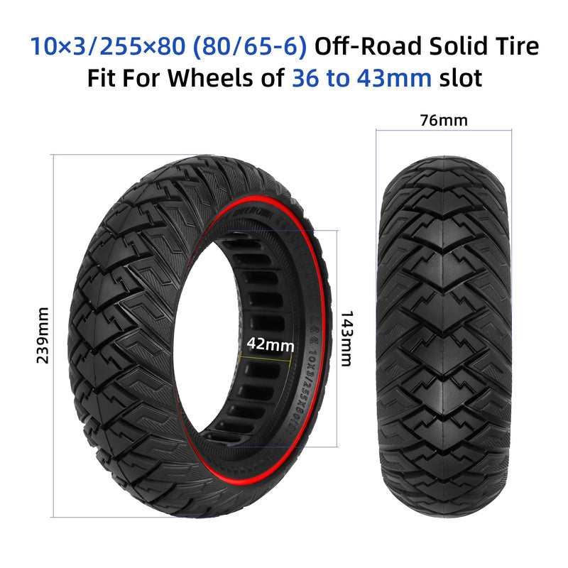 Laden Sie das Bild in Galerie -Viewer, Ulip 10-inch solid scooter tire for electric scooters, suitable for Zero 10X, Kaabo WOLF WARRIOR, MANTIS, with 80/65-6,255 * 80 tire