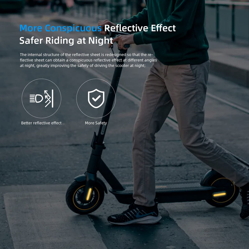 Cargue la imagen en el visor de la galería, Ulip waterproof reflective safety stickers for Segway Ninebot Max G30 electric scooter, featuring high-visibility reflective strips and body stickers.