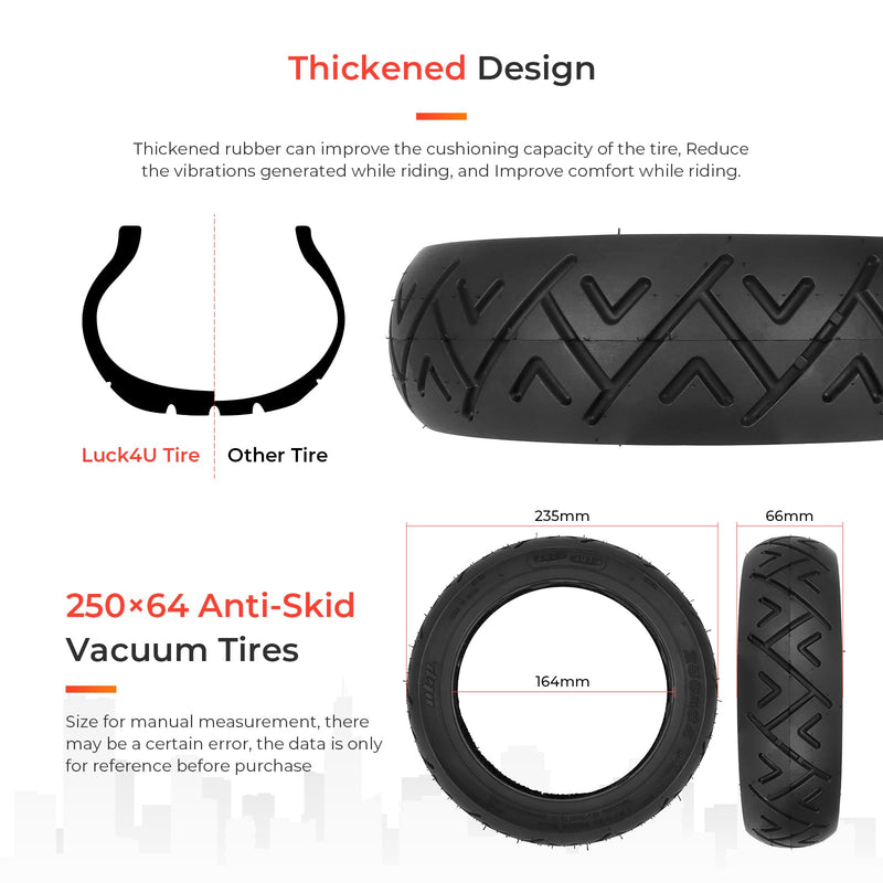 Загрузить изображение в просмотрщик галереи, Ulip 2-pack 250x64 city road vacuum tires for Xiaomi 4 Ultra electric scooter, tubeless, thicker, non-slip spare scooter wheels