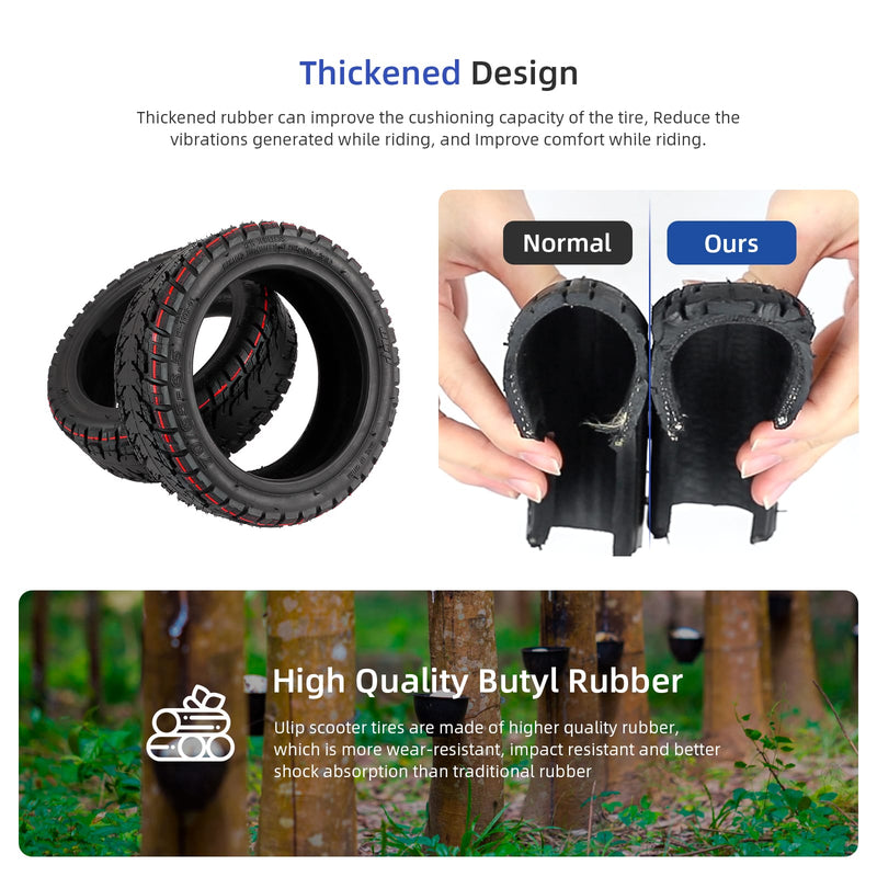 Загрузить изображение в просмотрщик галереи, Ulip 2-pack 70/65-6.5 off-road tubeless scooter tires with valves for Ninebot Mini Pro electric scooter, shown with tread pattern.