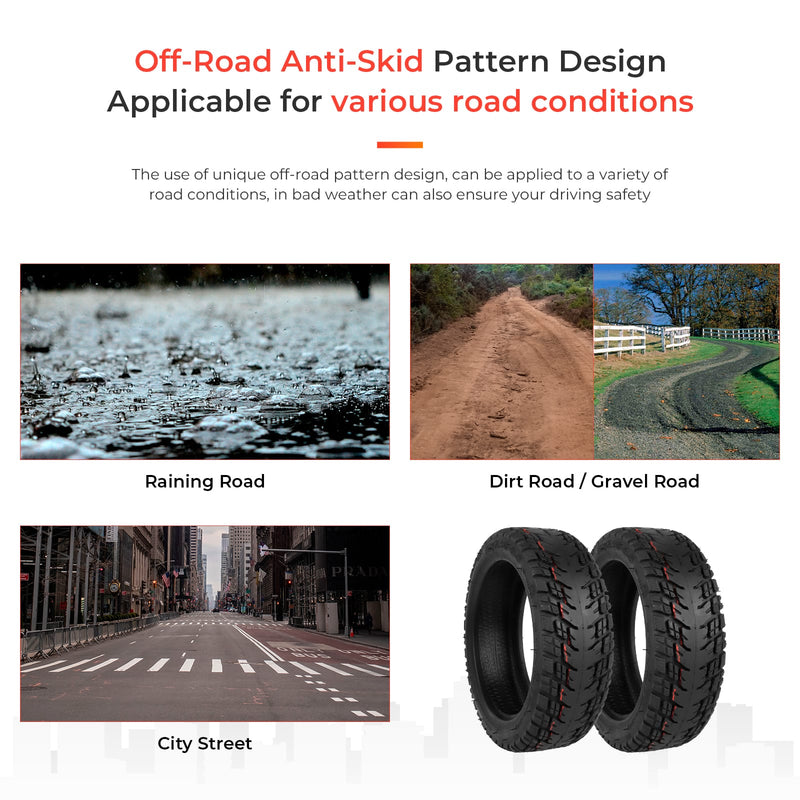 Загрузить изображение в просмотрщик галереи, Ulip 2-pack 10x2.50-6.5 off-road tubeless scooter tires with valves for Dualtron mini and INMOTION L9 electric scooters.