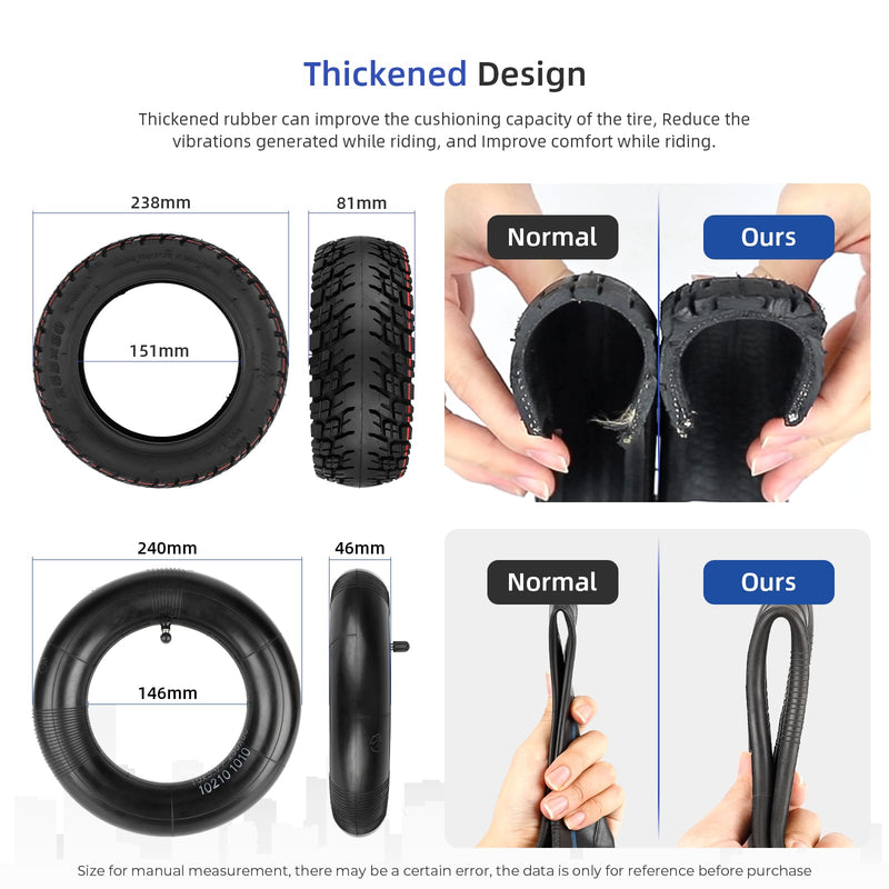 Загрузить изображение в просмотрщик галереи, Ulip 2-pack 255x80 off-road scooter tires with inner tubes, compatible with Zero 10X, Kugoo M4, and Kaabo Mantis electric scooters.