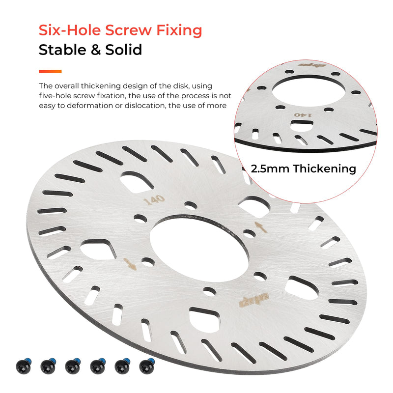 Загрузить изображение в просмотрщик галереи, Ulip scooter disc brake rotor, 140mm stainless steel with 6 holes, compatible with Segway Ninebot GT1 and GT2 scooters.