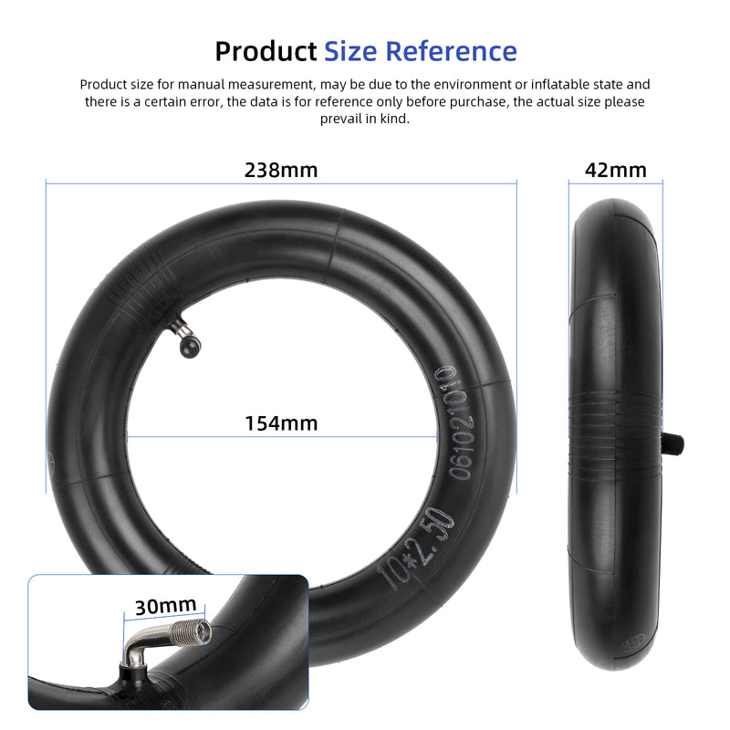 갤러리 뷰어에 이미지 로드, ulip (2-Pack) 10x2.5 Replacement Inner Tubes with 90 Degree for Nanrobot D4 plus D6+ Gotrax Gmax Ultra Mantis 10 Pro SE Kugoo M4 Zero 10X VSETT scooter