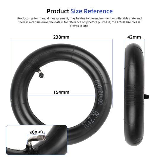 ulip (2-Pack) 10x2.5 Replacement Inner Tubes with 90 Degree for Nanrobot D4 plus D6+ Gotrax Gmax Ultra Mantis 10 Pro SE Kugoo M4 Zero 10X VSETT scooter