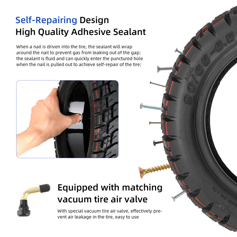 갤러리 뷰어에 이미지 로드, ulip (2 Pack) 90/65-6.5 Vacuum Tire 11 Inch  with Built-in Live Glue Repairable for Dualtron Zero 11X Kaabo Scooter Fits Most 38cc, 47cc, and 49cc Mini Pocket Bikes MTA1/MTA2, GP-RSR, and More