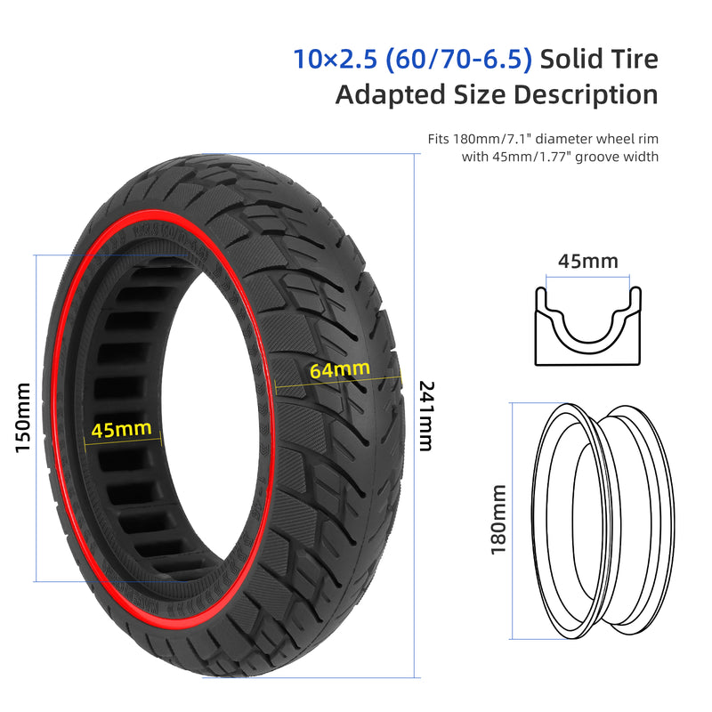 Load image into Gallery viewer, ulip 60/70-6.5 Scooter Solid Tire 10 Inch 10x2.5 Electric Scooter Wheels Replacement Tire Front or Rear Solid Tire for Segway Ninebot Max G30 G30D G30LP G30E