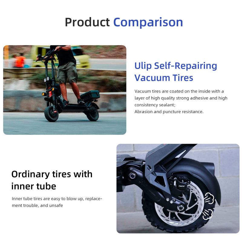 갤러리 뷰어에 이미지 로드, ulip (2 Pack) 10 x 3 Off Road Tire with Built-in Live Glue Repairable for Nanrobot Joyor Varla Eagle Apollo Ghost zero 10x kaabo WOLF WARRIOR MANTIS scooter 80/65-6,255x80 tire