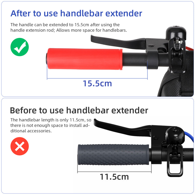 Load image into Gallery viewer, Ulip Xiaomi handlebar extender with silicone handle cover is suitable for Xiaomi M365 Pro Pro2 1S MI3 and Segway Ninebot ES1 ES2 ES3 ES4 E22 E25 E45 scooter