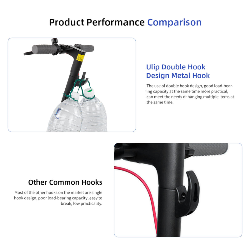 Load image into Gallery viewer, ulip Scooter double Front Hook Aluminum Carrying Hook Handy Hanger Hook for Segway Ninebot Max G30 F series D series  ES series  GT series scooters black