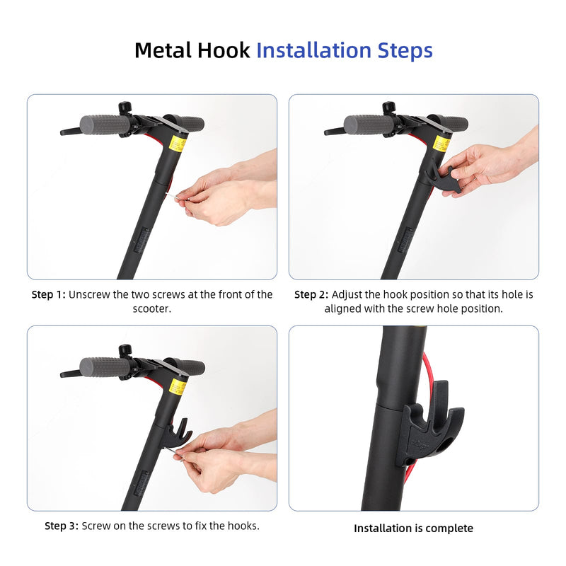 Загрузить изображение в просмотрщик галереи, Ulip aluminum scooter double front hook for Segway Ninebot Max G30 and ES series, black handy carrying hanger accessory.