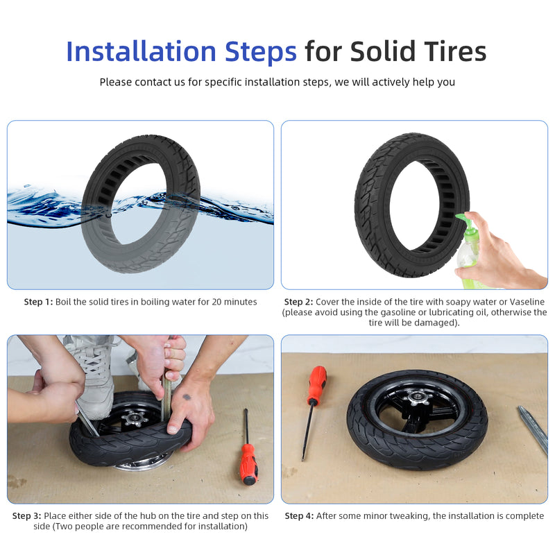 갤러리 뷰어에 이미지 로드, ulip 10x2.125 Solid Scooter Tire Front and Rear Wheels Replacement for Segway Ninebot F20 F25 F30 F40 scooter for 10 Inch off-road solid tire
