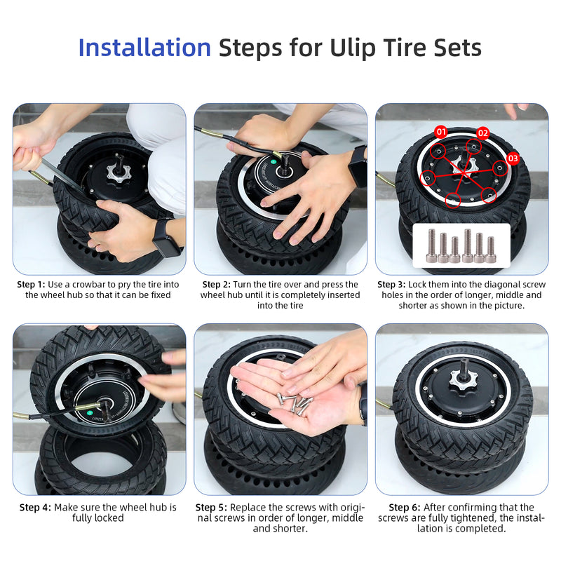 Загрузить изображение в просмотрщик галереи, ulip 10 x 3 Scooter Solid Tire 10 Inch Electric Scooter Wheels Replacement Accessories Suitable for Zero 10x Kaabo WOLF WARRIOR MANTIS Scooter 80/65-6,255 * 80 tire