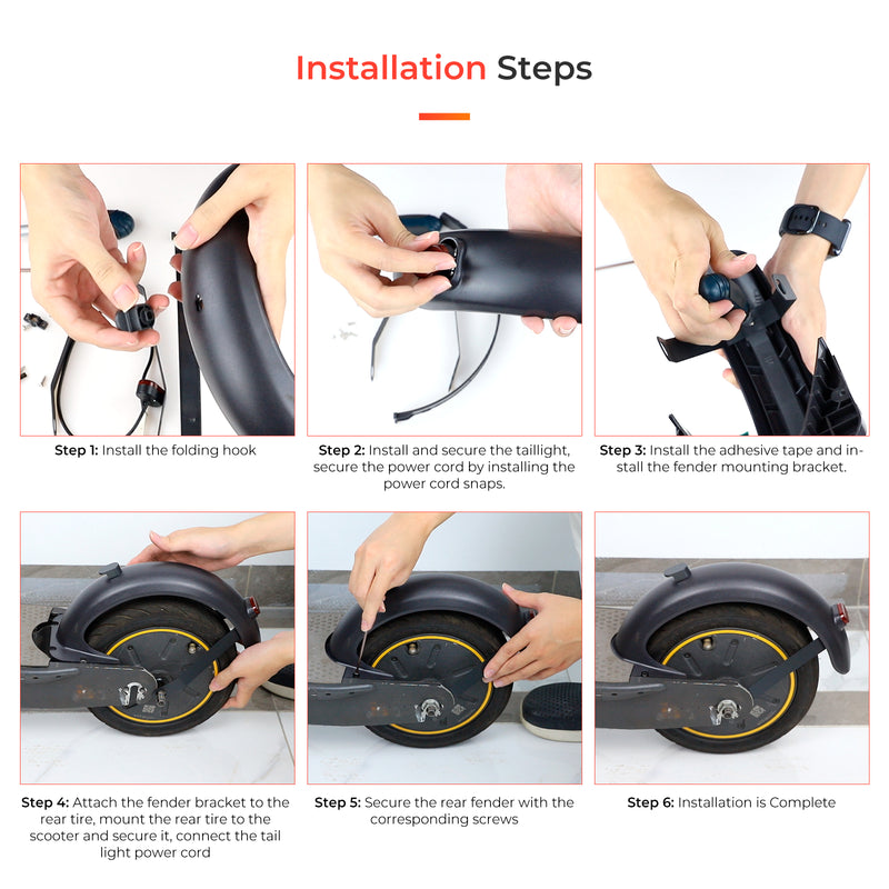 Load image into Gallery viewer, ulip Scooter Spare Part Kit Includes Rear Fender Fender Bracket LED Taillight for Segway Ninebot Max G30 G30 E G30 LP G30D Electric Scooter Accessories