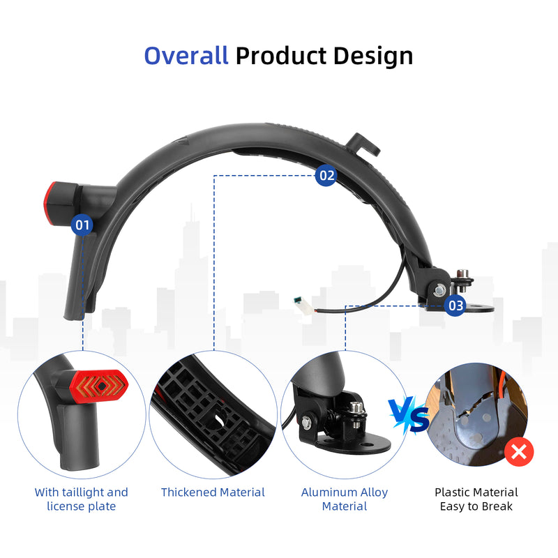 Cargue la imagen en el visor de la galería, Ulip Superior Rear Fender with aluminium with brake with turn signal tail light for Xiaomi M365 Pro Pro2 1S MI3 scooters Rear Mudguard Accessories