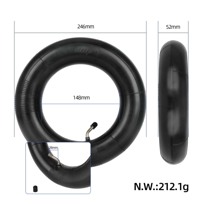 Laden Sie das Bild in Galerie -Viewer, Ulip store 10x3 inner tube with 45-degree bend for 255x80 scooter tires, compatible with 80/65-6 and 90/65-6.5 tires.