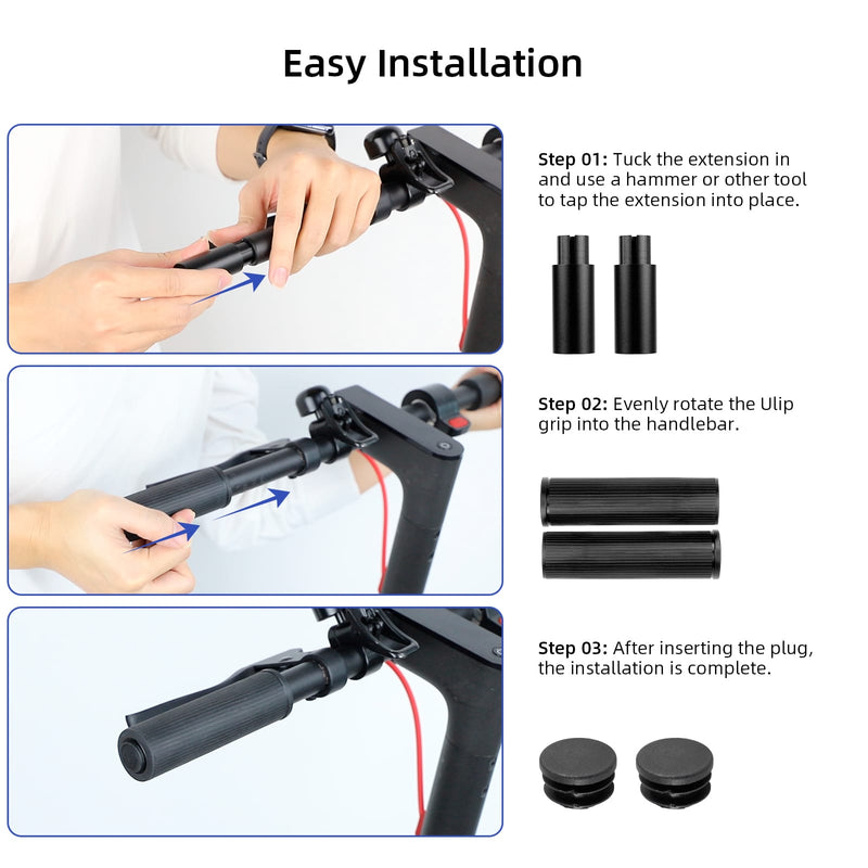 Загрузить изображение в просмотрщик галереи, Ulip Xiaomi handlebar extender with silicone cover on scooter handlebars for Xiaomi M365 Pro, Segway Ninebot ES series scooters.