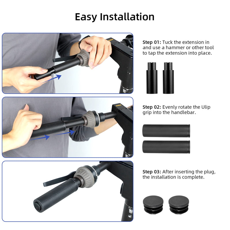 Load image into Gallery viewer, Ulip scooter handlebar extender with silicone handle cover for Segway Ninebot Max and F series scooters, showing the handlebar and cover.