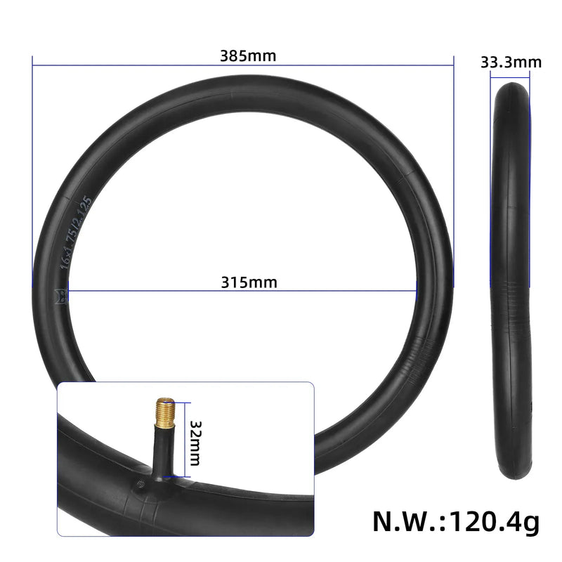 Cargue la imagen en el visor de la galería, 16 Inch 16x1.75 / 16x2.125 Inner Tube with AV Valve for Mountain Bike & Children's Bicycle | ULIP