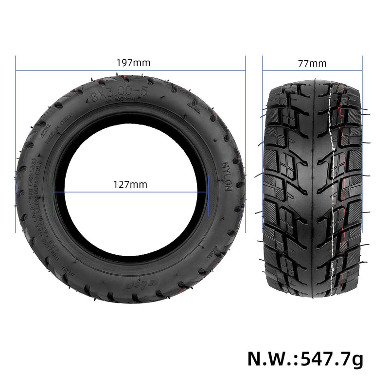 Загрузить изображение в просмотрщик галереи, Ulip off-road vacuum tire for Kaabo Mantis 8 electric scooter, 8x3.00-5, tubeless, wider, thicker, non-slip spare wheel