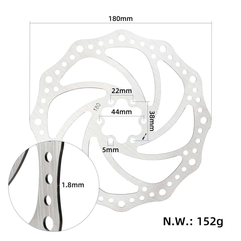 갤러리 뷰어에 이미지 로드, 180mm 6-Bolt Stainless Steel Disc Brake Rotor with Bolts for Bicycles and Electric Scooters | ULIP