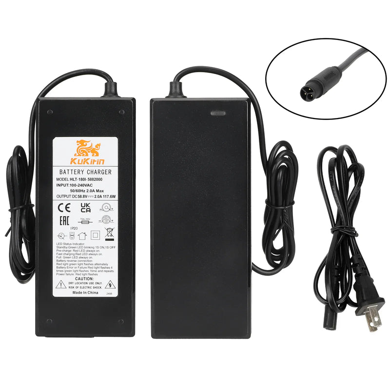 Load image into Gallery viewer, ULIP Battery Charger for Kukirin G2 Master & G3 Pro 58.8V 2A 3-Pin CQ