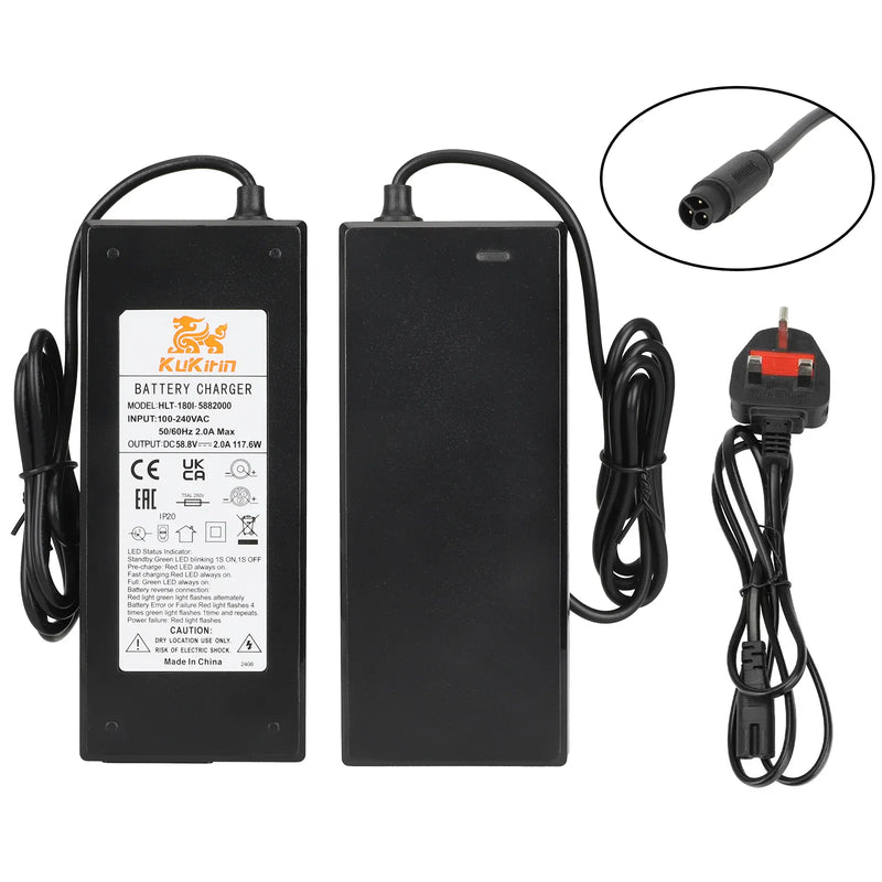 Load image into Gallery viewer, ULIP Battery Charger for Kukirin G2 Master & G3 Pro 58.8V 2A 3-Pin CQ