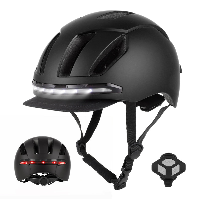 갤러리 뷰어에 이미지 로드, Ulip Smart Bicycle Helmet with Front Rear LED Light Detachable Visor and Lining for Adults Men Women Bike Skateboard Cycling Roller Scooter Commute