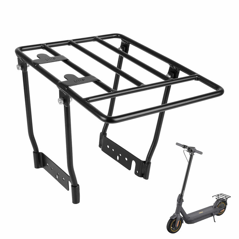 Chargez l'image dans la visionneuse de la galerie, Black metal rear cargo rack compatible with electric scooter, isolated on white background