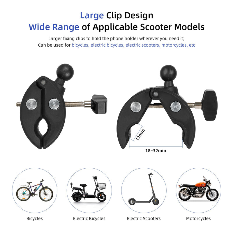Cargue la imagen en el visor de la galería, Ulip bike phone mount with clamp arms, 360° rotation, anti-shake design, suitable for smartphones 4 to 7 inches, scooter accessory