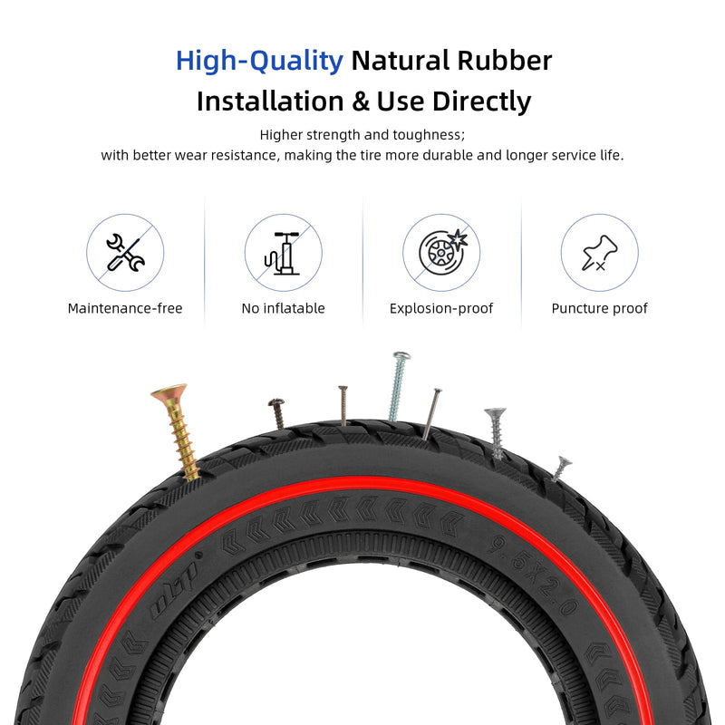 Load image into Gallery viewer, Ulip 9.5x2 solid rubber scooter tire for Xiaomi M365 Pro and 8.5 inch scooters, front or rear replacement wheel.
