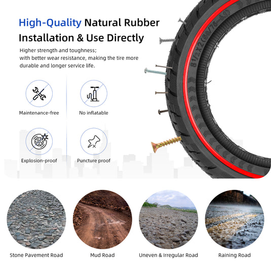 ulip Solid Scooter Tire 8.5 inch Rubber Tire 50/75-6.1 Front and Rear Wheels Replacement for Xiaomi M365 Pro Pro2 1S MI3 and 8.5 inch Scooters