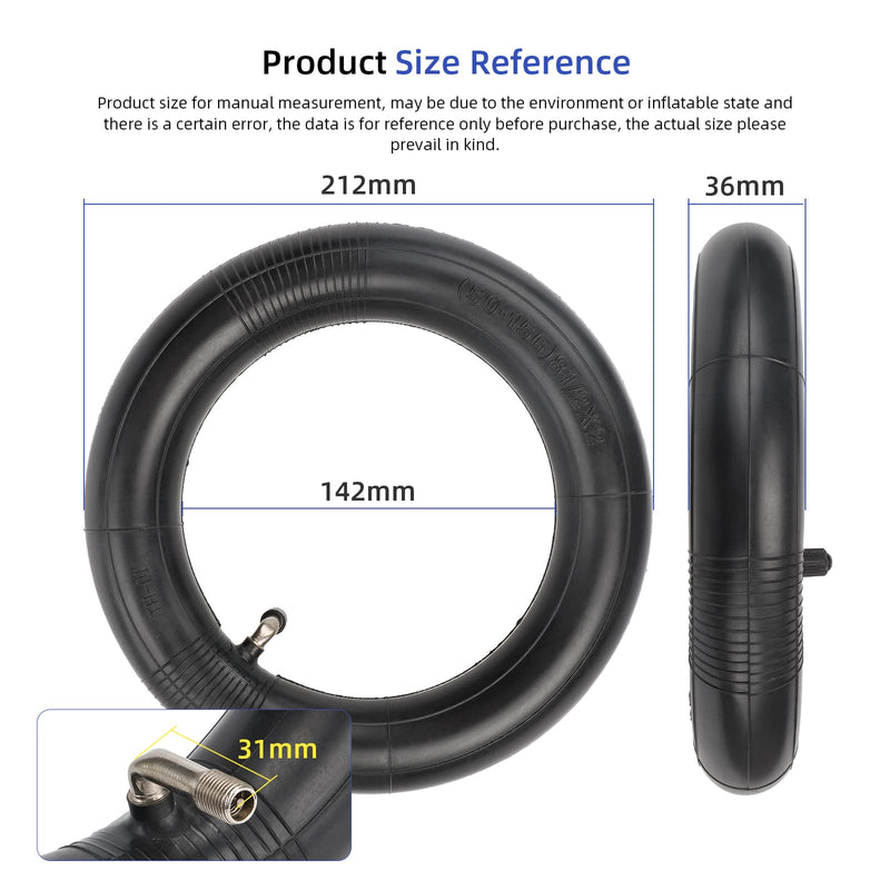 Загрузить изображение в просмотрщик галереи, Two 8.5-inch Ulip reinforced inner tubes with 90-degree valve for electric scooters, showing the valve and tube material.