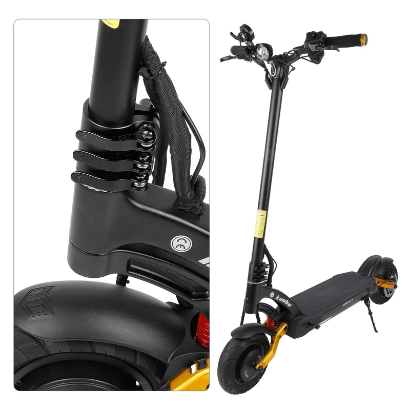 Laden Sie das Bild in Galerie -Viewer, Ulip reinforced locking clamp for Kaabo Mantis 10 electric scooter, foldable base fixation, quick release hose clip accessory.